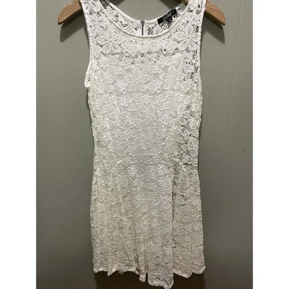 Bebop White Floral Lace Sleeveless Dress W/Slip Womens Size Medium